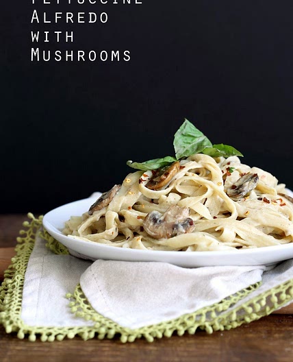 Vegan Fettuccine Alfredo with Mushrooms. Nut-free