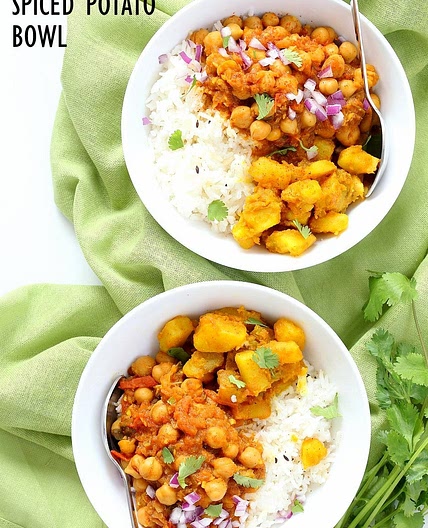 Easy Chickpea Curry Spiced Potato Bowl
