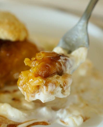 Buttermilk Shortcakes with Butterscotch Roasted Peaches & Cream