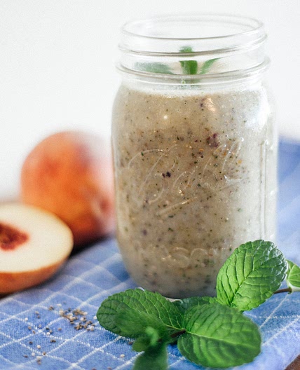 Peach, mint and chia seed smoothie