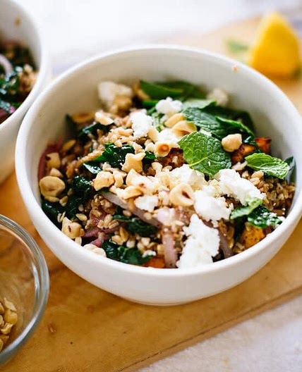 Mediterranean Roasted Sweet Potato & Farro Salad