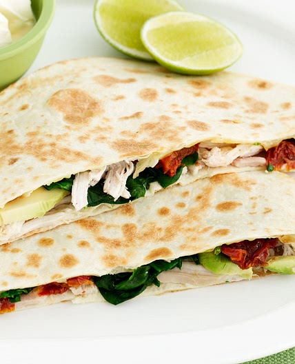 Chicken and avocado quesadillas