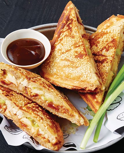 Satay chicken and sesame jaffles recipe