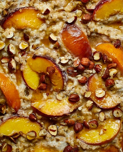 Peach and Cardamom Baked Oats