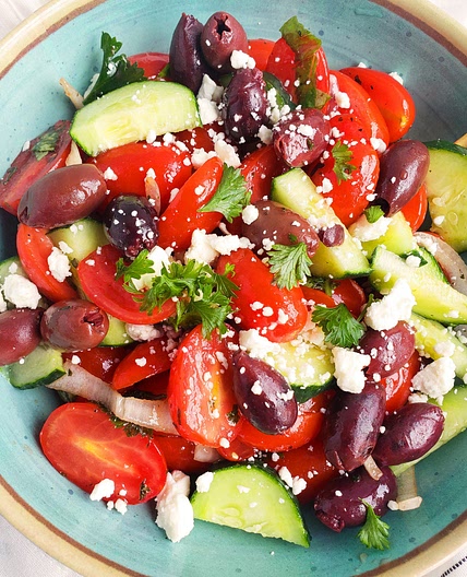 Cucumber, Tomato & Feta Salad with Balsamic Dressing