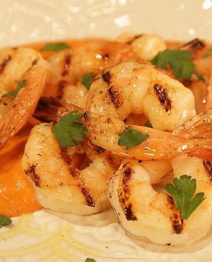 The Chew: Grilled Shrimp With Red Pepper Sauce & Parsley Salad