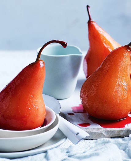 Spiced cranberry slow-cooker poached pears