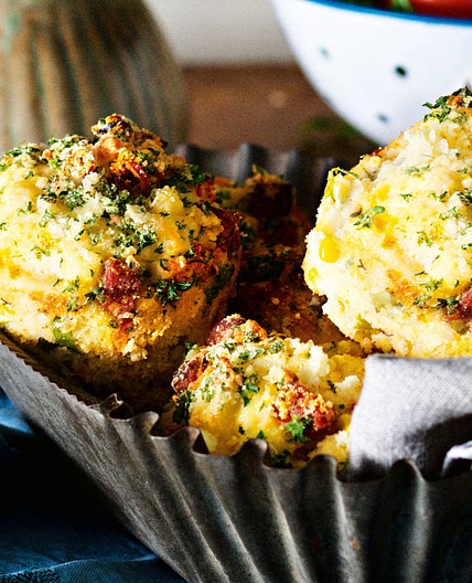 Chorizo, corn and chilli streusel muffins