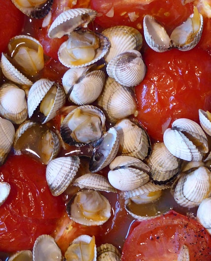 Clams, tomatoes, garlic