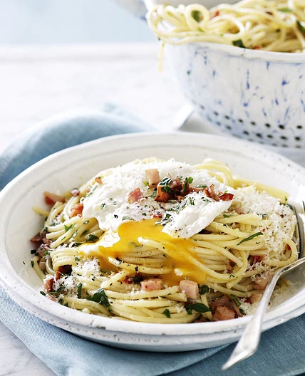 Egg and bacon spaghetti