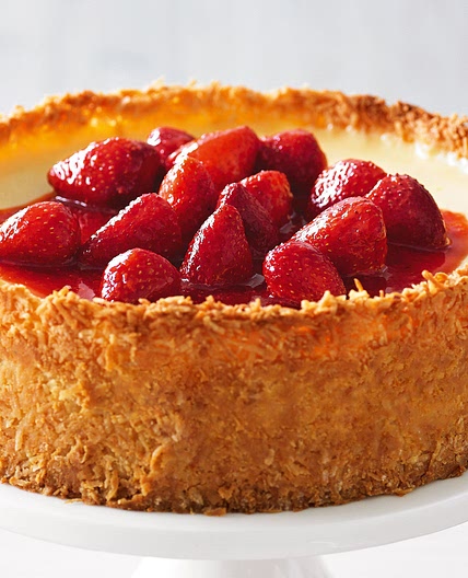 Coconut and strawberry cheesecake