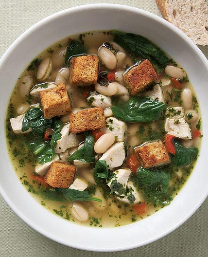Chicken & Spinach Soup with Fresh Pesto