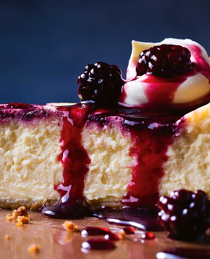 Honey and blackberry swirl cheesecake