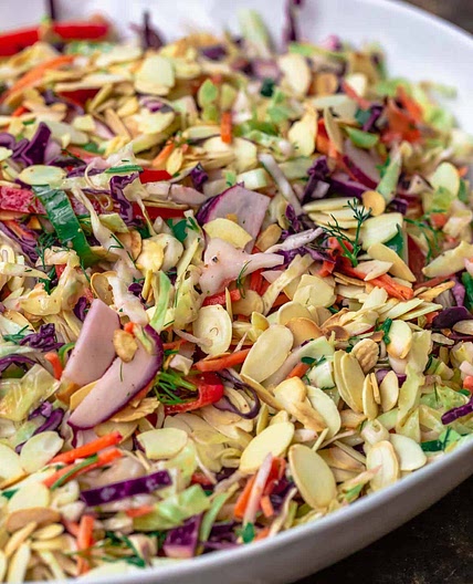 Mediterranean Cabbage Salad (No Mayo Coleslaw)