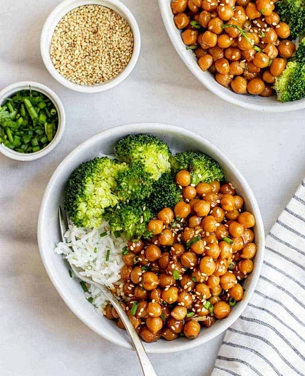 Vegan Sticky Sesame Chickpeas