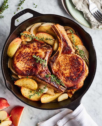 Pork with Apple and Greens