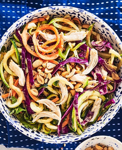 Peanut Zucchini Noodle Salad with Chicken