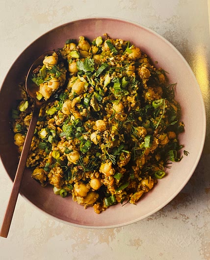 Bulgur Pilaf with Chickpeas and Herbs