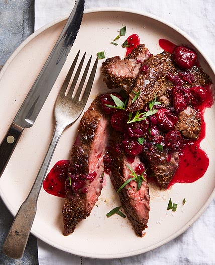 Black Pepper Steak with Sour Cherry Sauce
