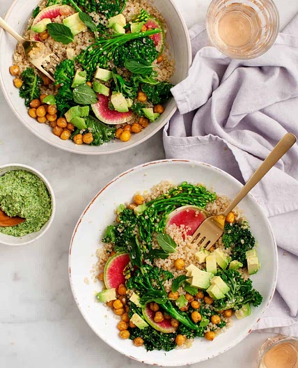 Broccoli Pesto Quinoa Salad