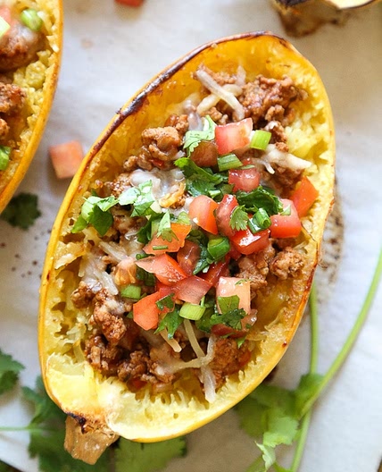 Turkey Taco Spaghetti Squash Boats