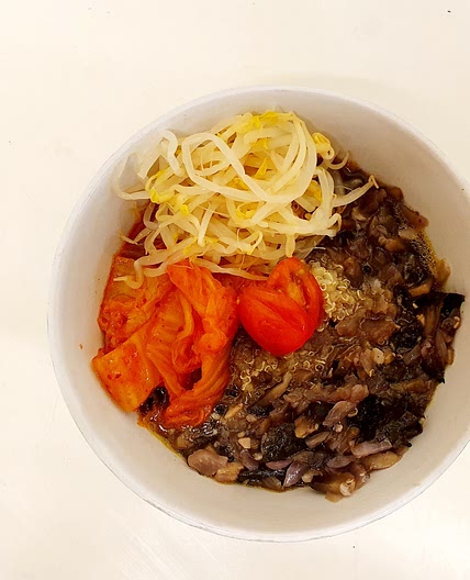 Mushroom and cabbage quinoa soup.