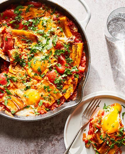 Plantains With Jammy Tomatoes and Eggs