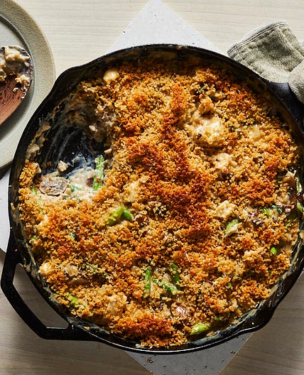 Creamy Mushroom, Chicken & Asparagus Bake
