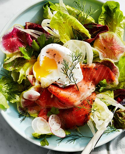 Breakfast Salad with Smoked Salmon & Poached Eggs