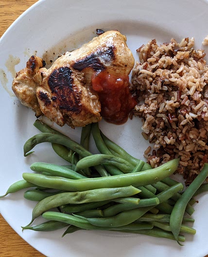 Mango Chicken with Tea-Infused Rice and Green Beans
