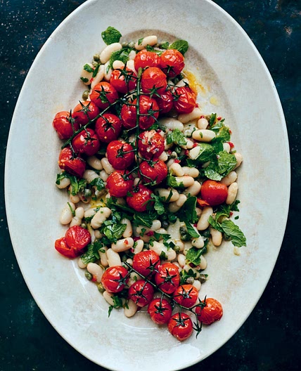 White Beans and Roast Tomatoes with Caper, Mint, and Chili Dressing