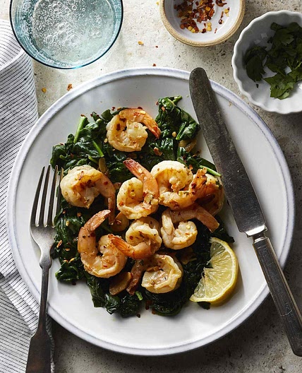 One-Pot Garlicky Shrimp & Spinach