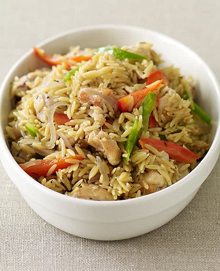 Orzo risotto with chicken thighs