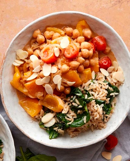 Chickpea bhuna with spinach rice