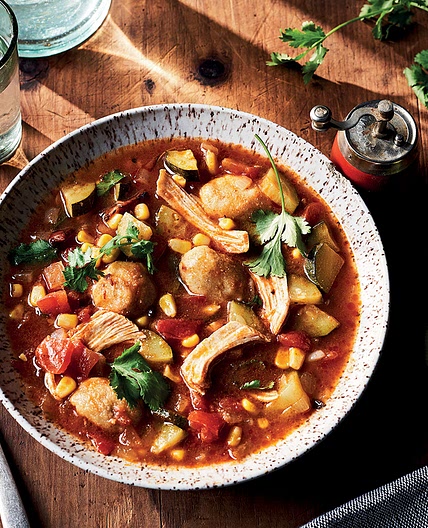 Smoky Chicken-Chile Soup with Tamale Dumplings