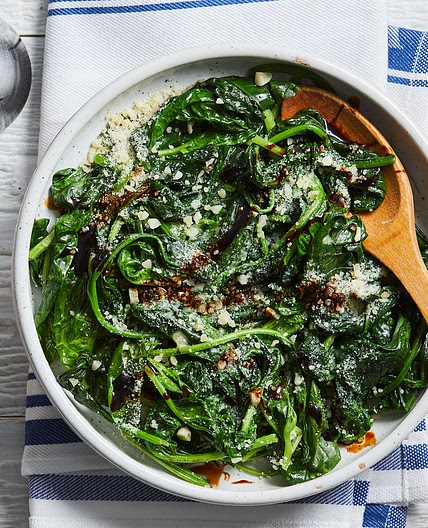 Balsamic-Parmesan Sautéed Spinach
