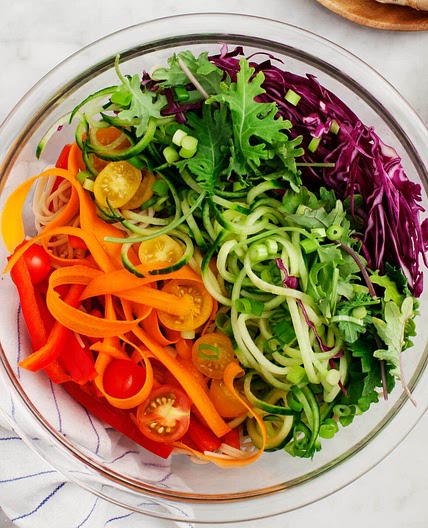 Rainbow Bowls w/ Almond-Ginger Dressing