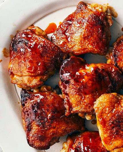 Crisped and Dipped Chicken Thighs