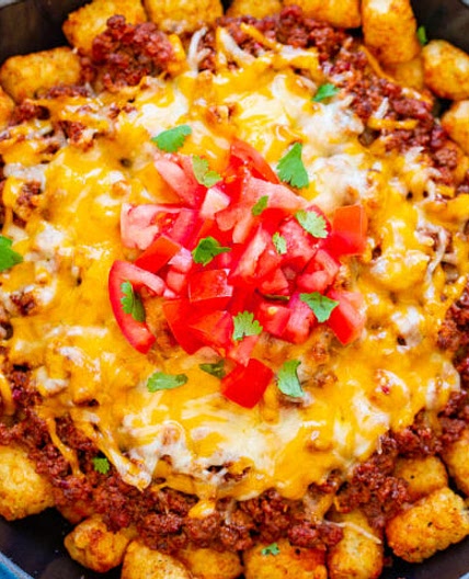 Beef Tater Tot-Chos
