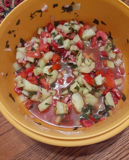 Tomato, cucumber, & red onion salad