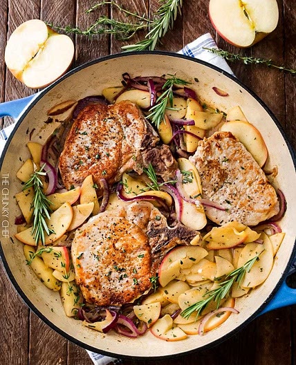 One Pan Pork Chops with Apples and Onions