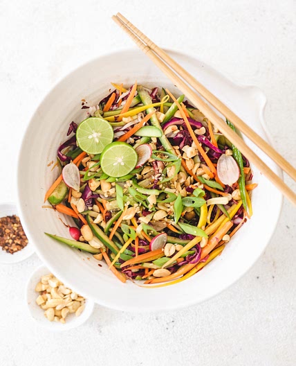 Crunchy Pad Thai Inspired Salad (vegan, gluten free, oil free)