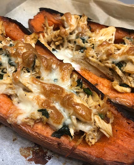 Chicken Chipotle sweet potato skins