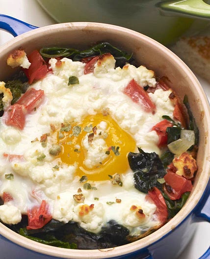 Baked Eggs with Goat Cheese and Peppercorns