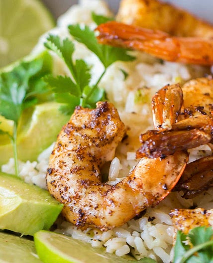 Cilantro Lime Rice Shrimp Bowl