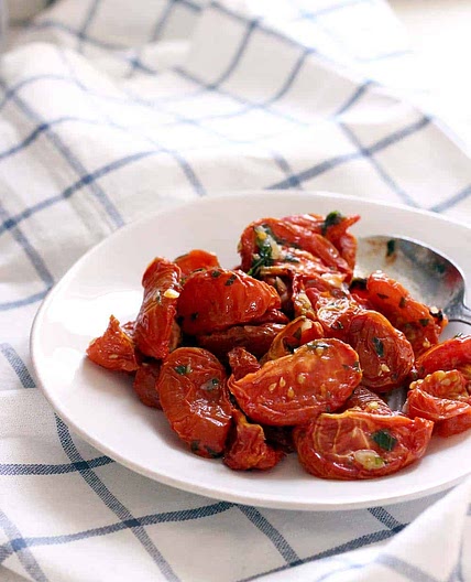 Oven Dried Tomatoes with Garlic and Herb Oil