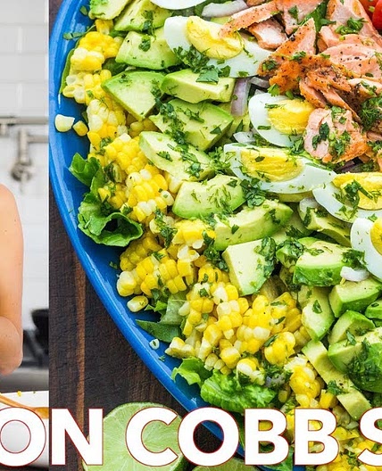 Healthy Cobb Seafood Salmon Salad with Easy Salad Dressing