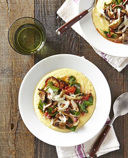 Creamy Polenta with Mushrooms & Collards