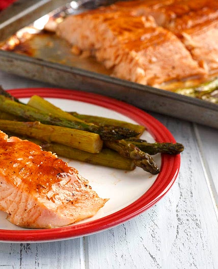 Roasted Honey Bourbon Salmon & Asparagus