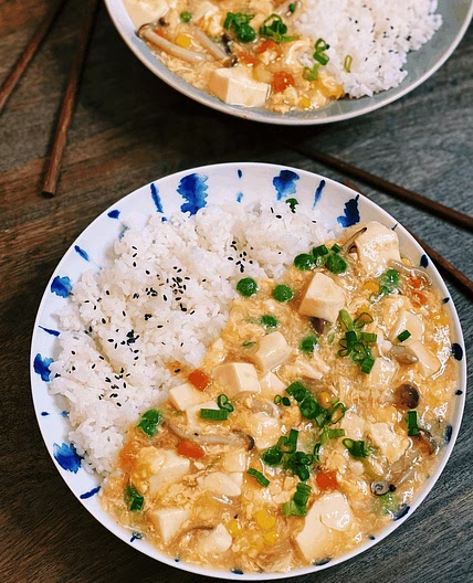 Soft Tofu with Silky Egg Sauce